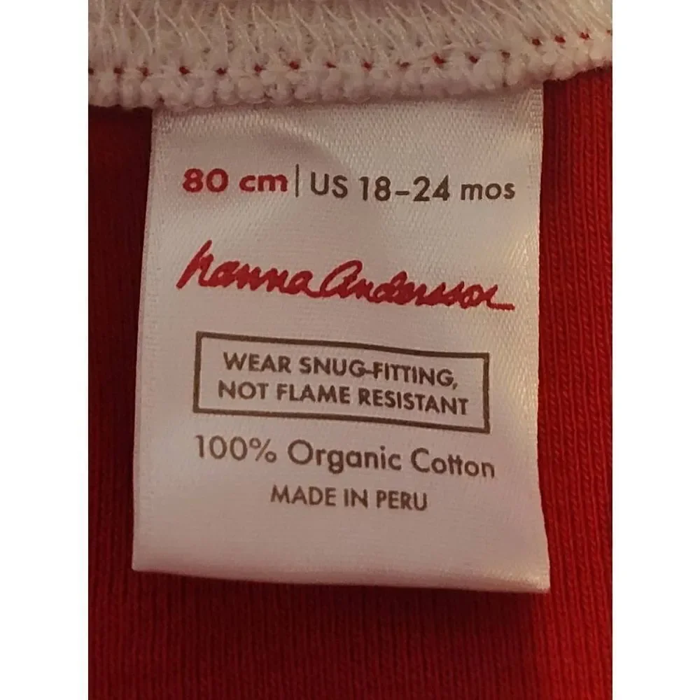 Hanna Andersson Pajamas One Piece Christmas Santa Organic Cotton 18-24 Months